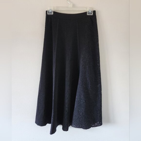 GIVENCHY | Ribbed Skirt Swing Lace Black Sz S - Picture 1 of 6